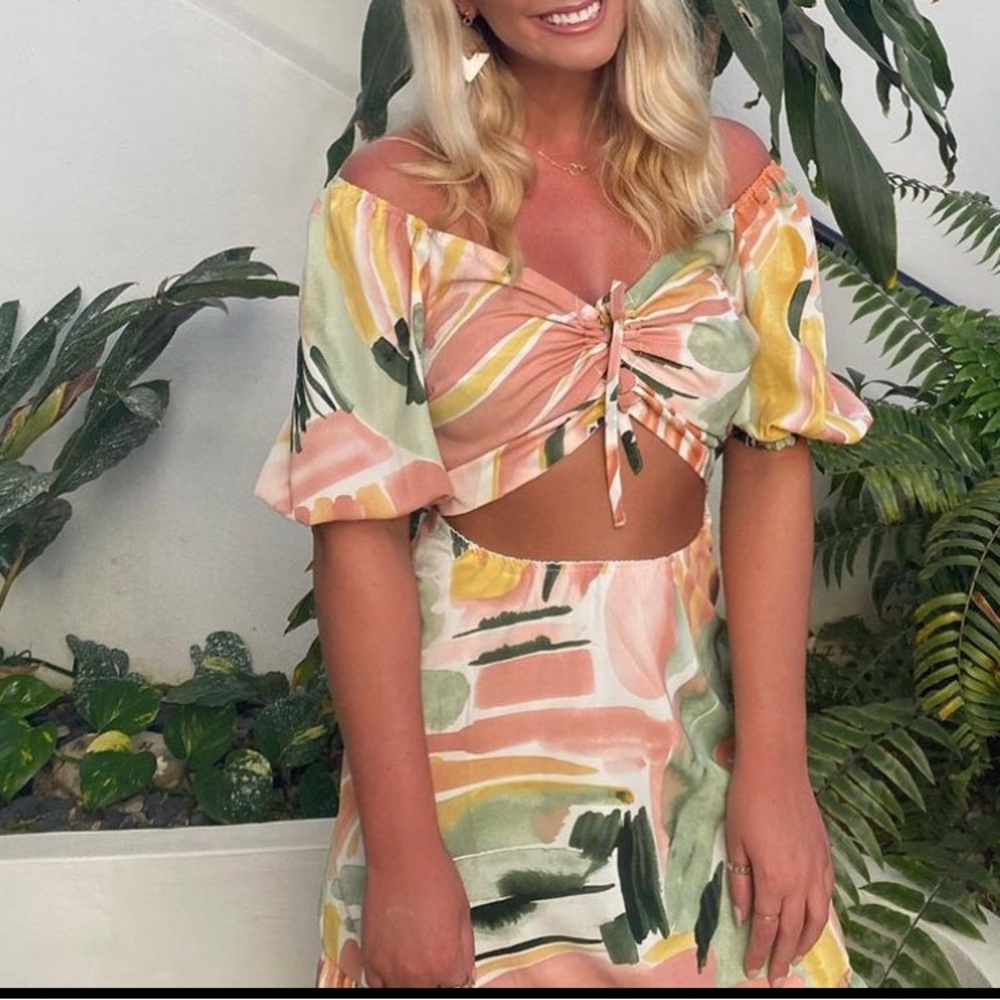 Watercolor cutout dress